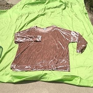 Peach velvet long sleeve top